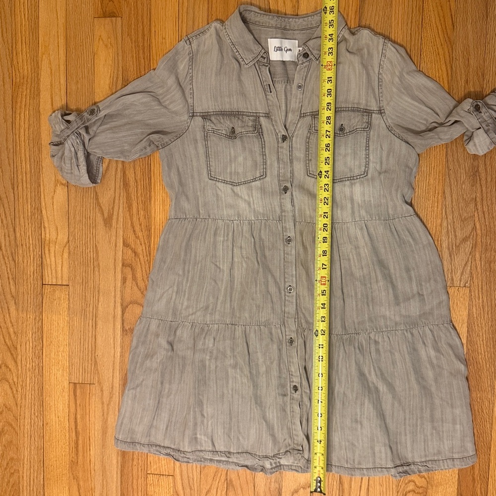 Grey Button-Front Mini Dress - Picture 10 of 10